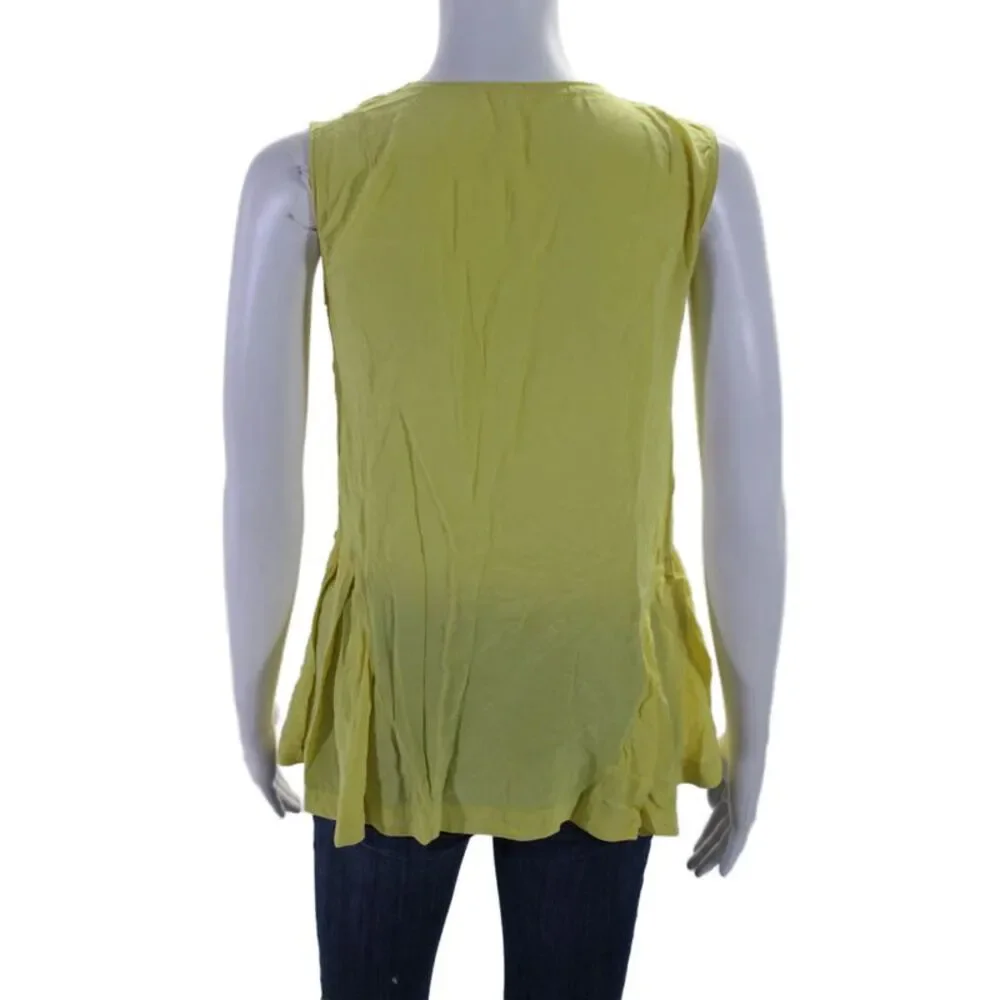Marni Women's V-Neck Sleeveless Tiered Silk Blouse Yellow Size S_3